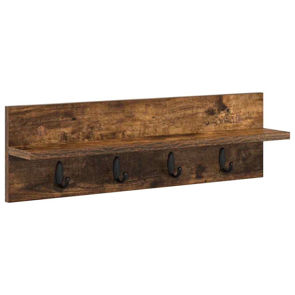 Porte-manteau mural avec étagère Chêne fumé 60 x 10.5 x 18 cm - XIOS