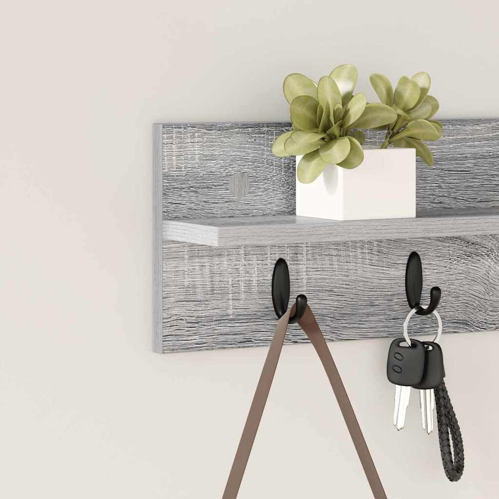 Porte-manteau mural avec étagère Sonoma gris 60 x 10.5 x 18 cm - XIOS