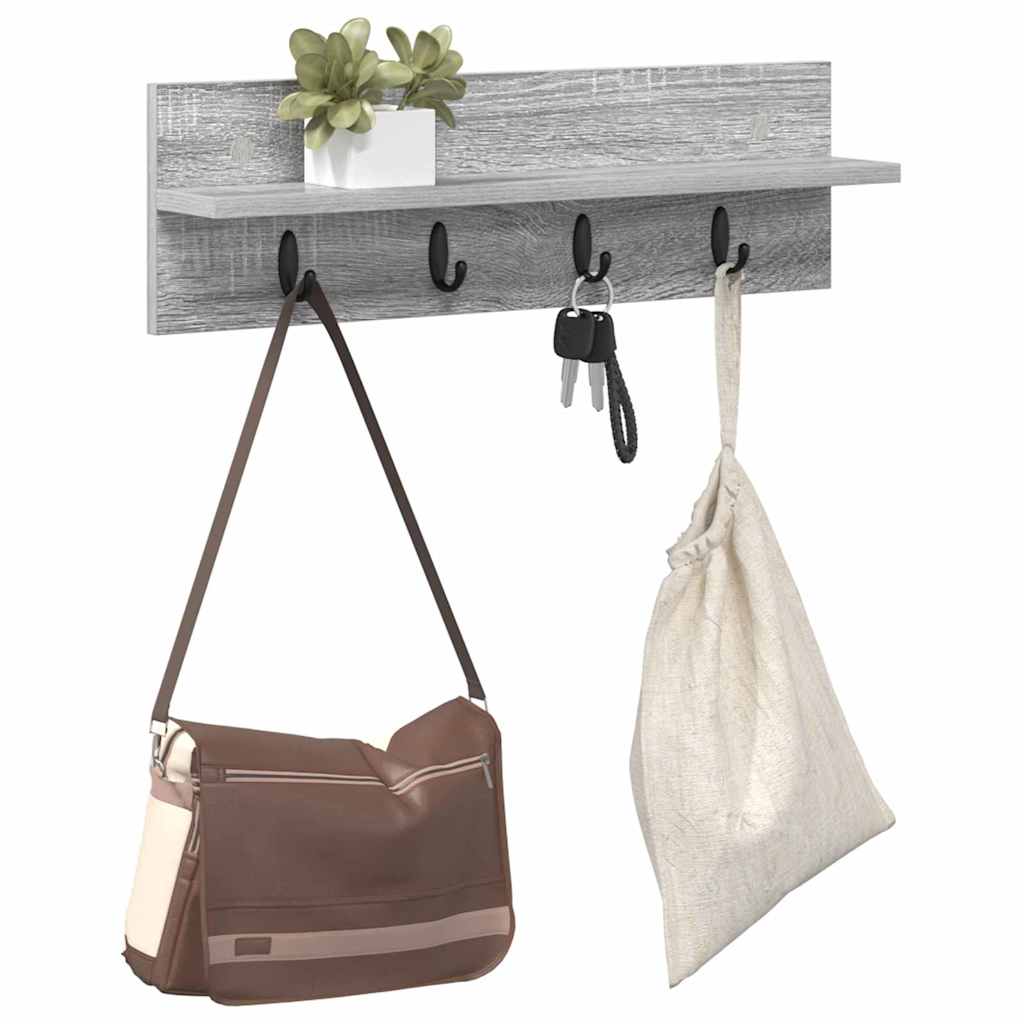 Porte-manteau mural avec étagère Sonoma gris 60 x 10.5 x 18 cm - XIOS
