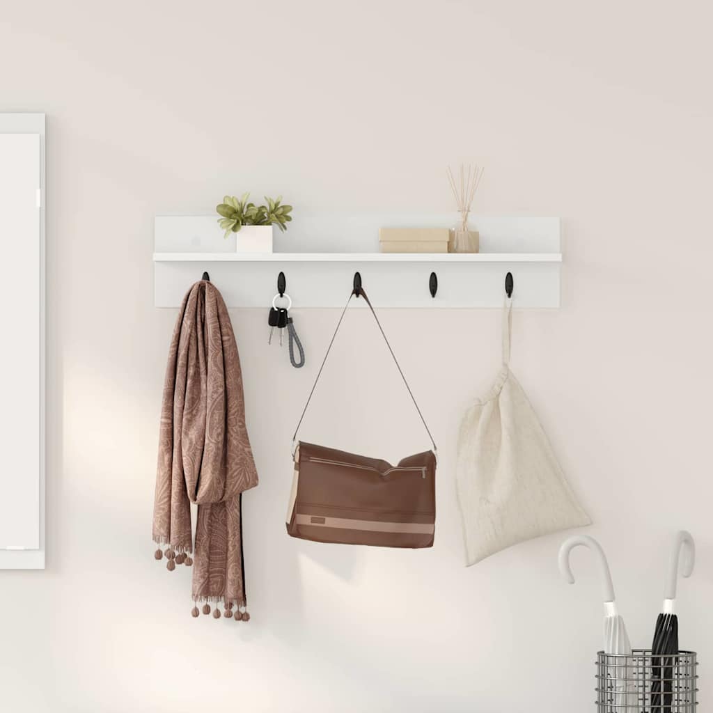Porte-manteau mural Blanc 80 x 10.5 x 18 cm Bois d'ingénierie
