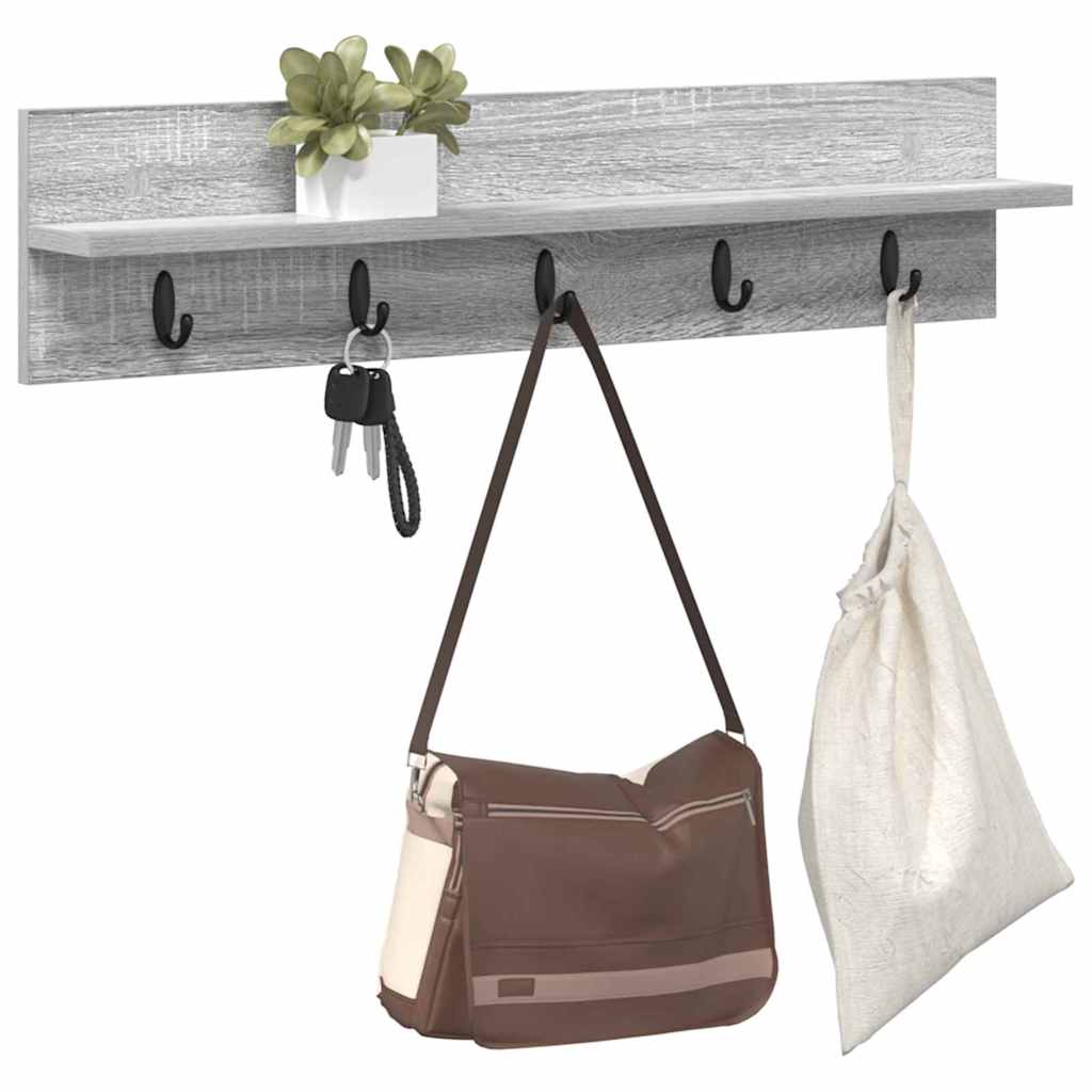 Porte-manteau mural avec étagère Sonoma gris 80 x 10.5 x 18 cm