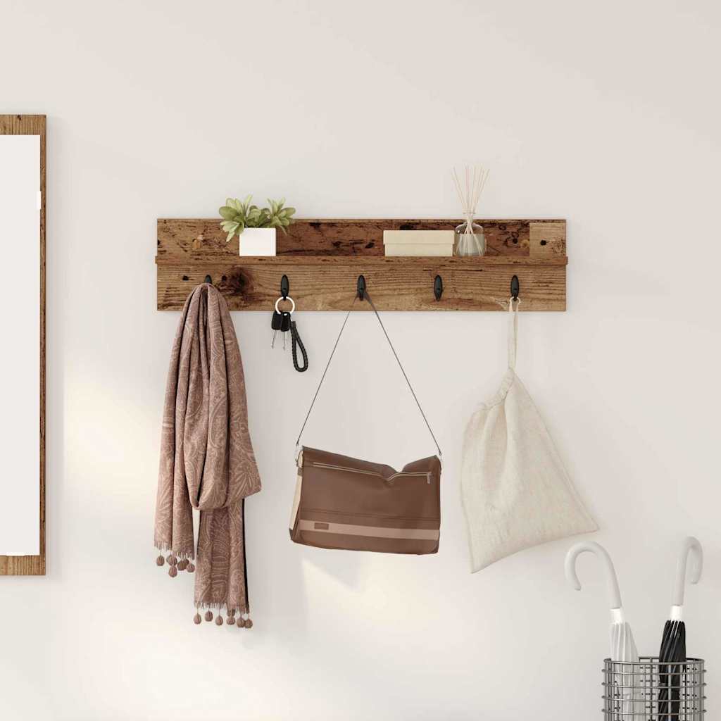 Porte-manteau mural avec étagère Bois ancien 80 x 10.5 x 18 cm - XIOS