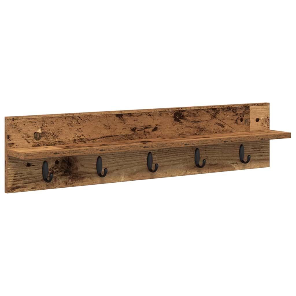 Porte-manteau mural avec étagère Bois ancien 80 x 10.5 x 18 cm - XIOS