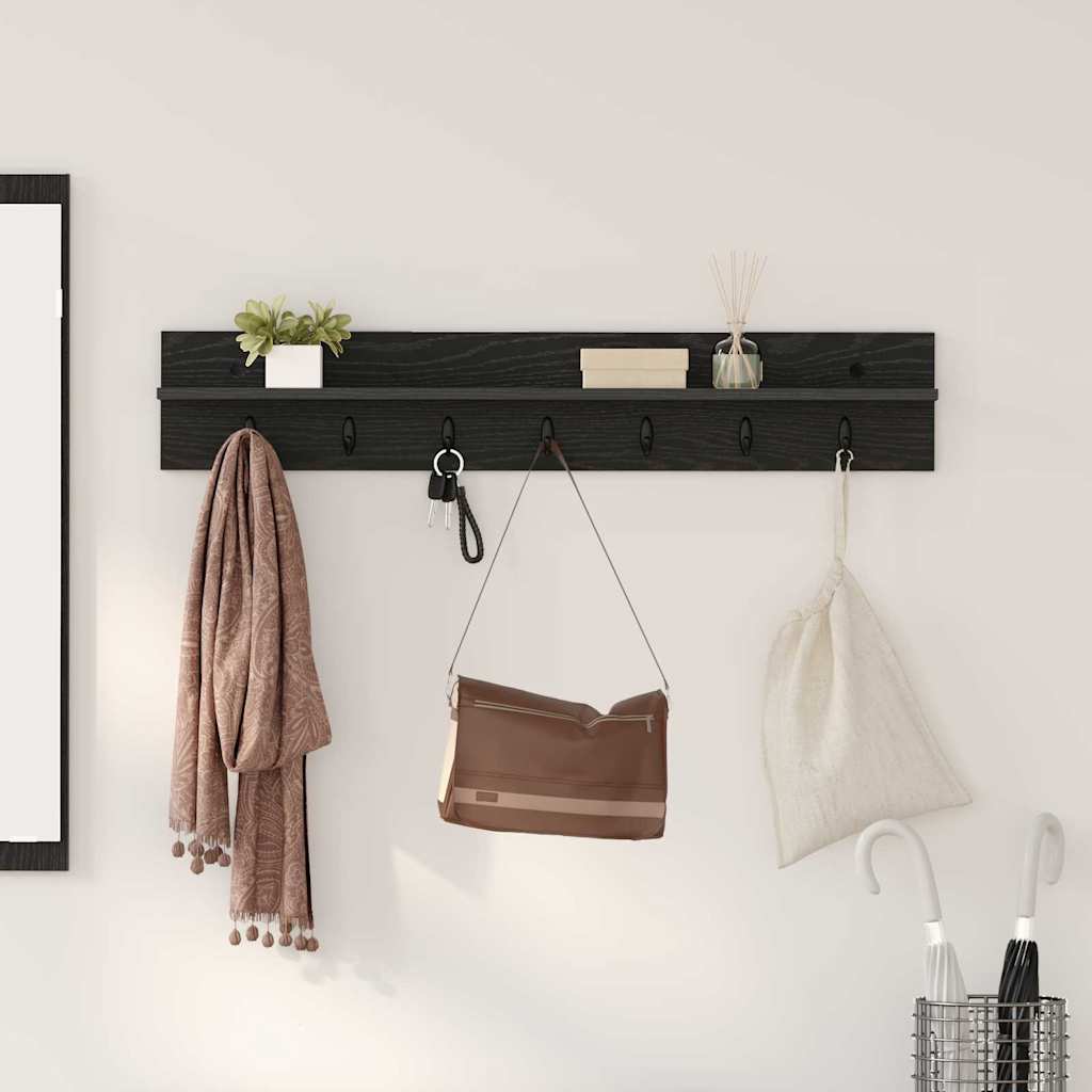 Porte-manteau mural avec étagère Chêne noir 100 x 10.5 x 18 cm - XIOS