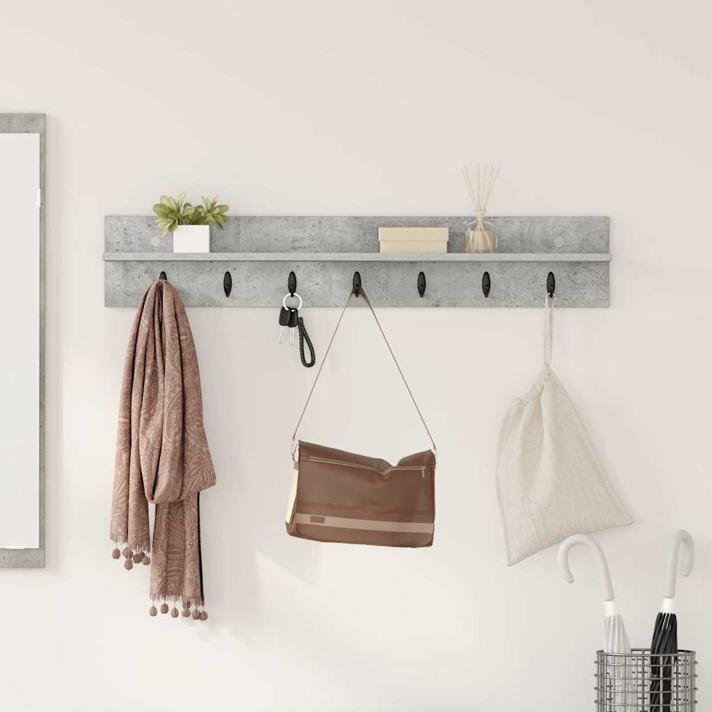 Porte-manteau mural avec étagère Gris béton 100 x 10.5 x 18 cm