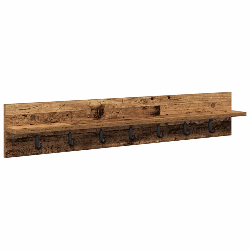 Porte-manteau mural avec étagère Bois ancien 100 x 10.5 x 18 cm - XIOS
