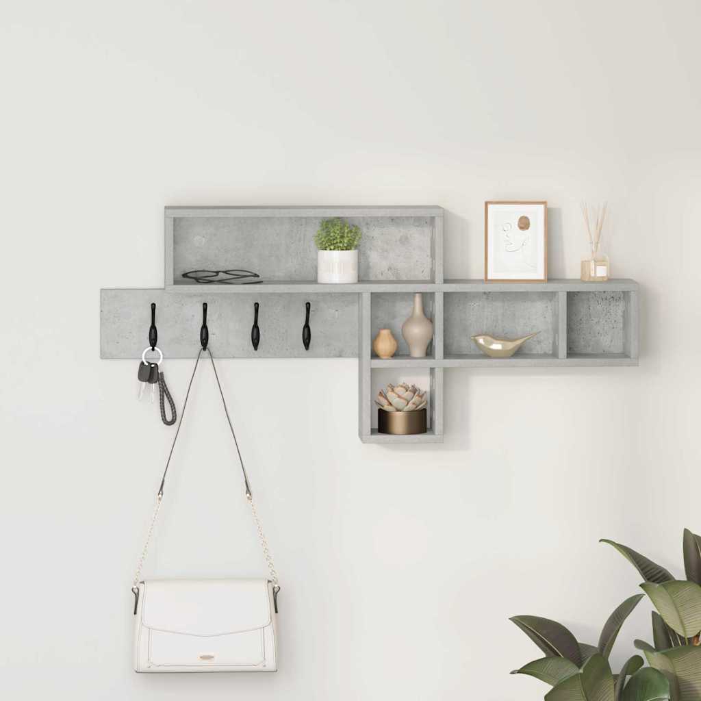 Porte-manteau mural avec étagère Gris béton 100 x 12 x 43,5 cm - XIOS