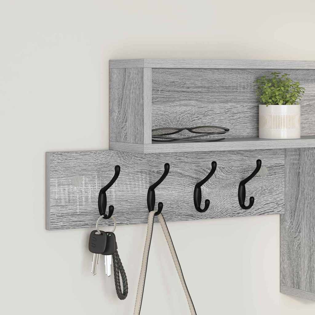 Porte-manteau mural avec étagère Sonoma gris 100 x 12 x 43,5 cm