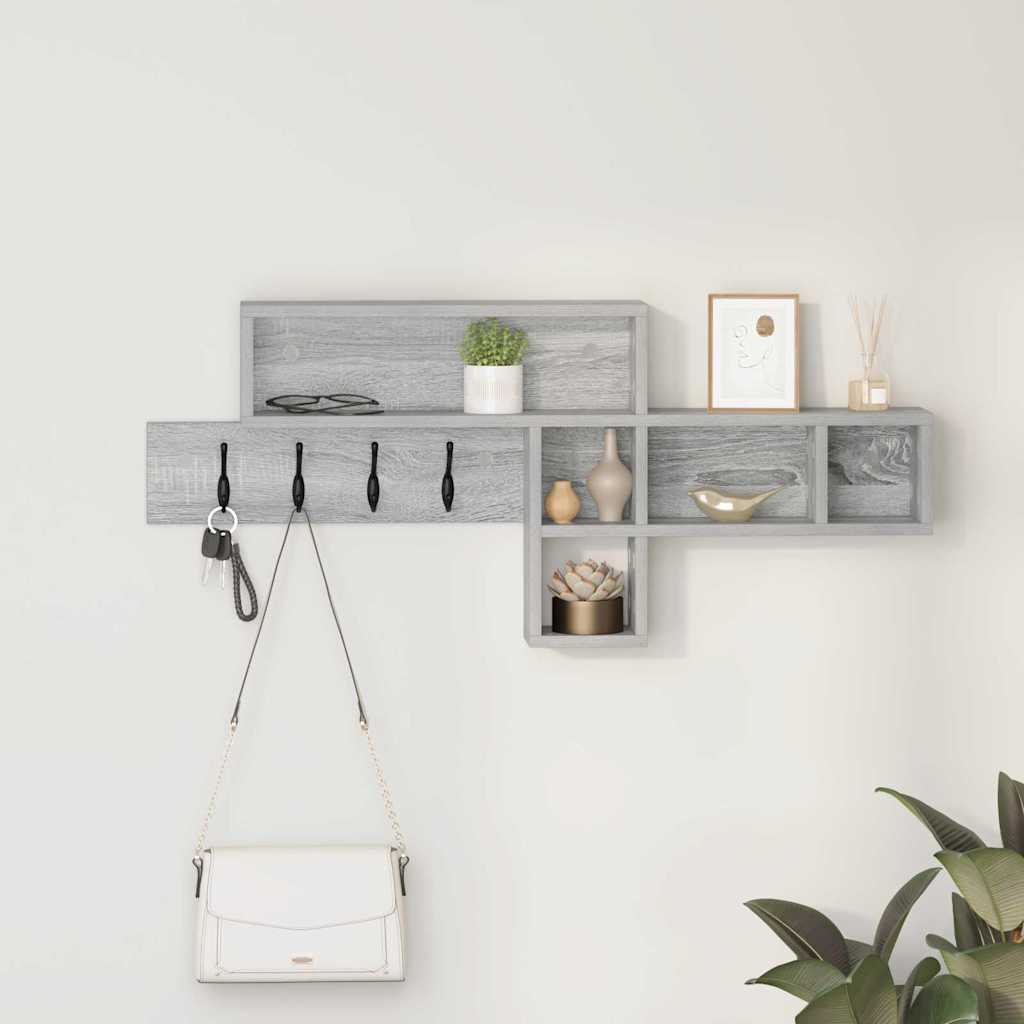 Porte-manteau mural avec étagère Sonoma gris 100 x 12 x 43,5 cm - XIOS