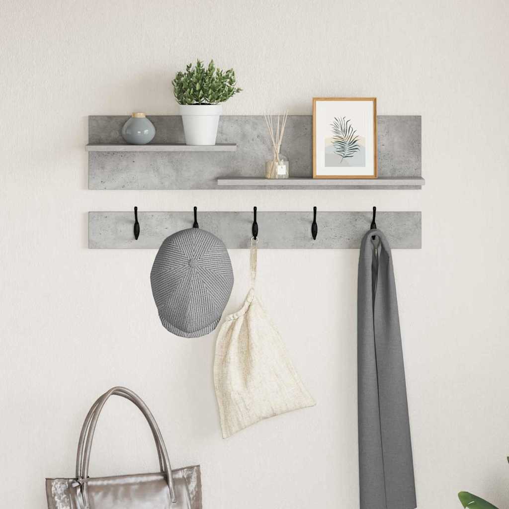 Porte-manteau mural avec étagère Gris béton 90 x 15 x 36 cm - XIOS