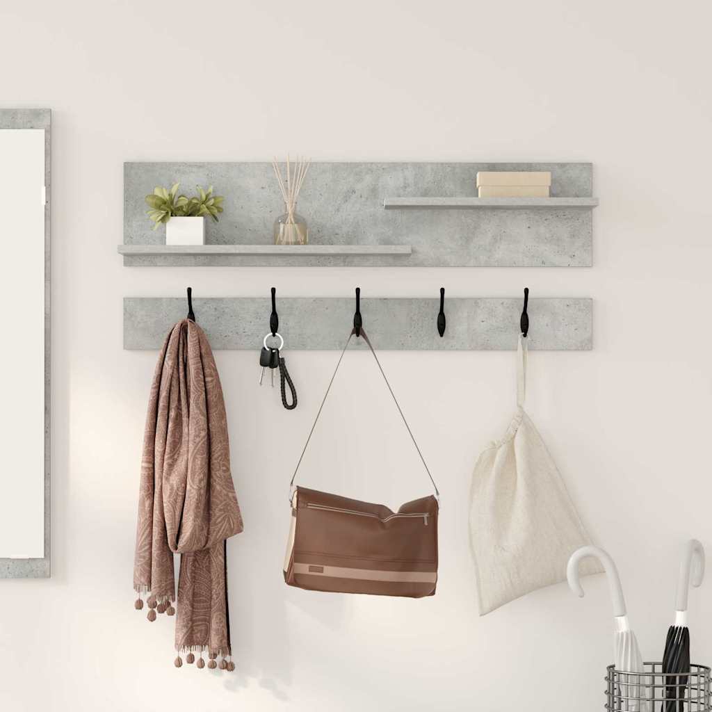 Porte-manteau mural avec étagère Gris béton 90 x 15 x 36 cm - XIOS