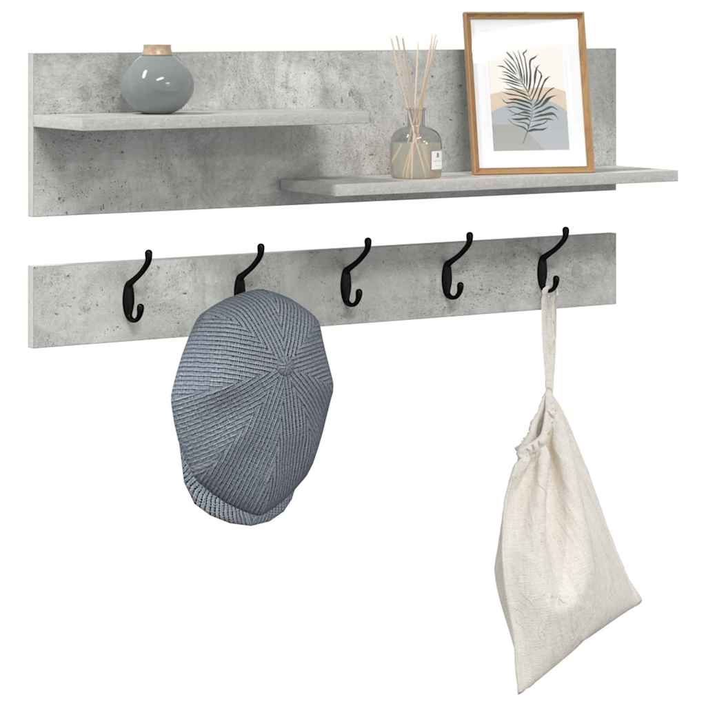 Porte-manteau mural avec étagère Gris béton 90 x 15 x 36 cm - XIOS