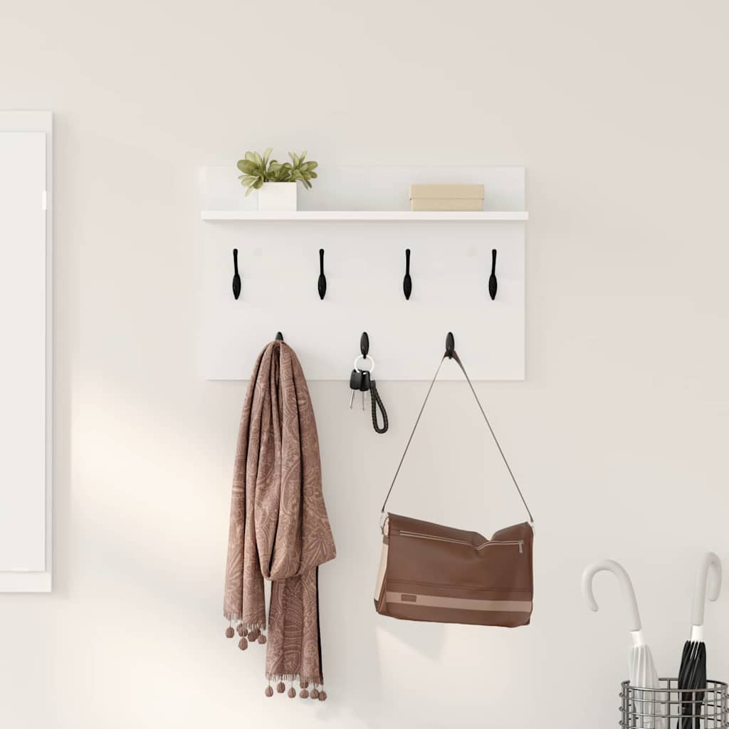 Porte-manteau mural Blanc 60 x 40 x 12 cm Bois d'ingénierie