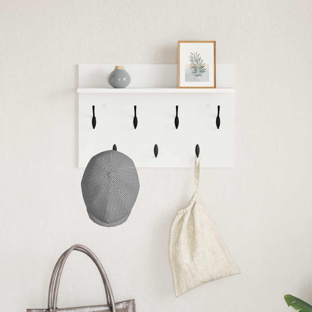 Porte-manteau mural Blanc 60 x 40 x 12 cm Bois d'ingénierie