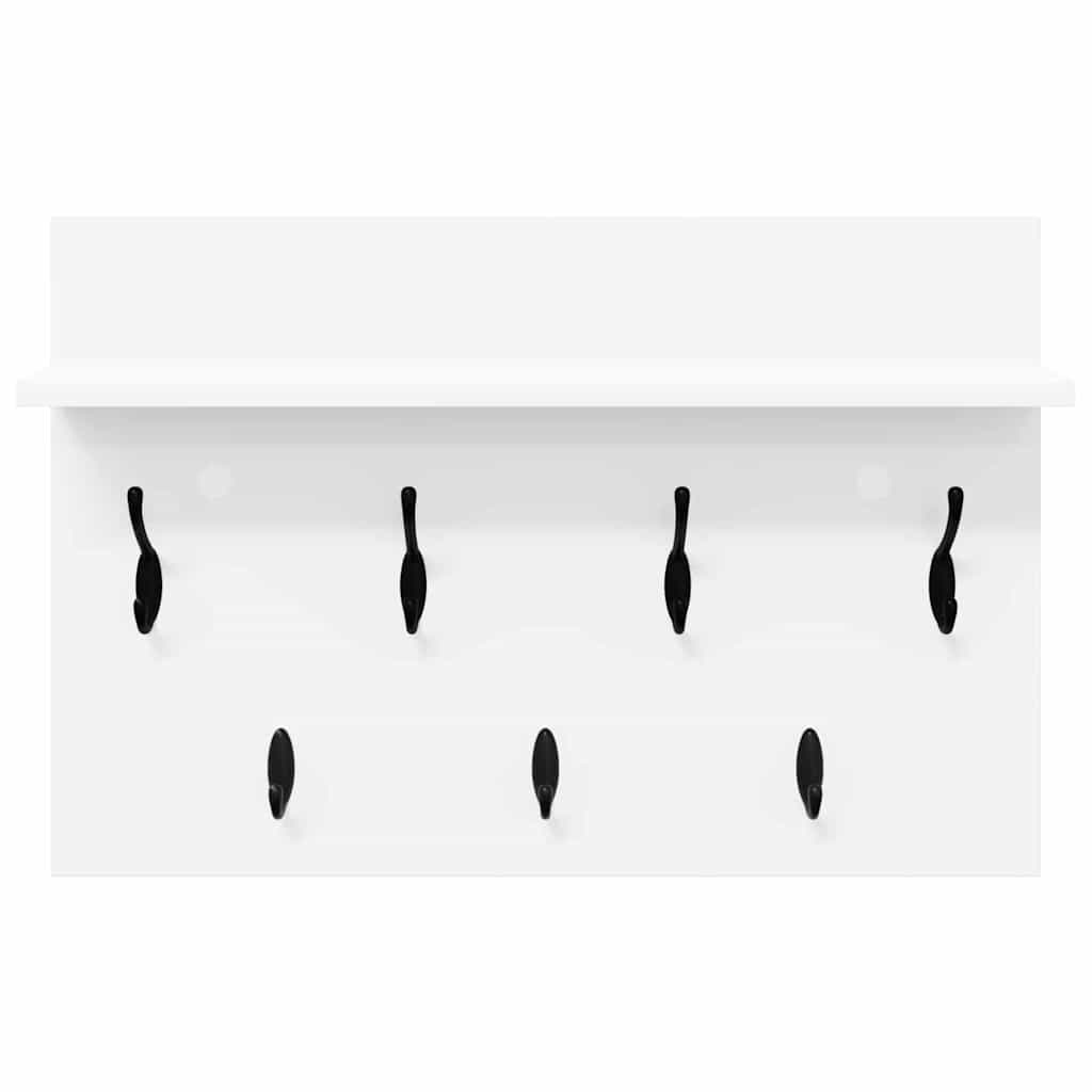 Porte-manteau mural Blanc 60 x 40 x 12 cm Bois d'ingénierie