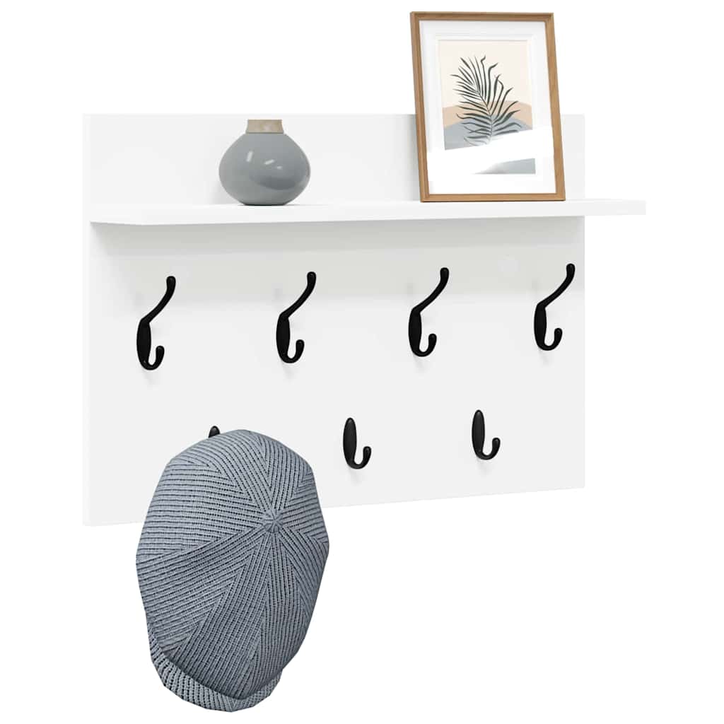 Porte-manteau mural Blanc 60 x 40 x 12 cm Bois d'ingénierie