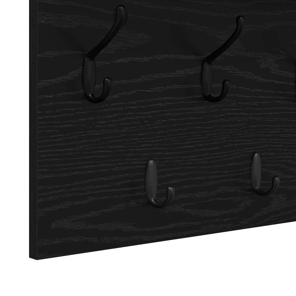 Porte-manteau mural avec étagère Chêne noir 60 x 40 x 12 cm