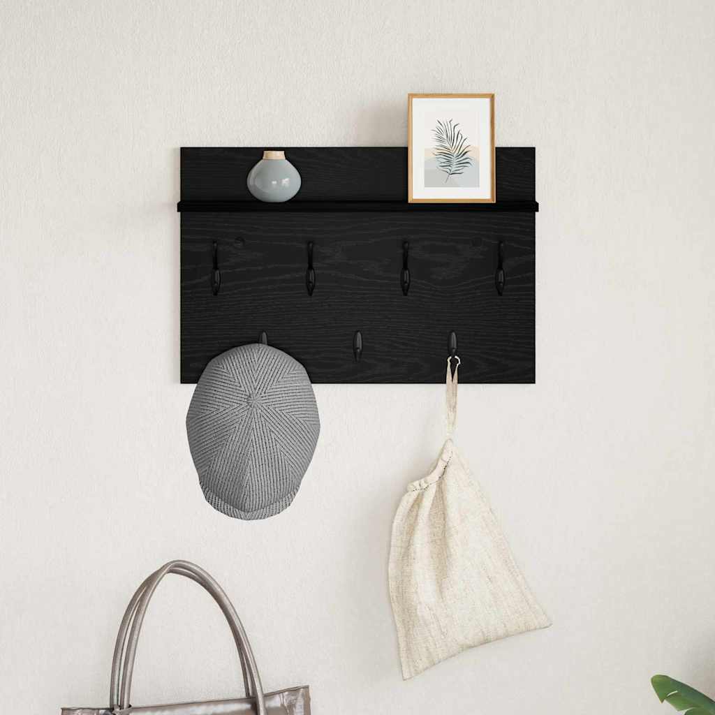 Porte-manteau mural avec étagère Chêne noir 60 x 40 x 12 cm