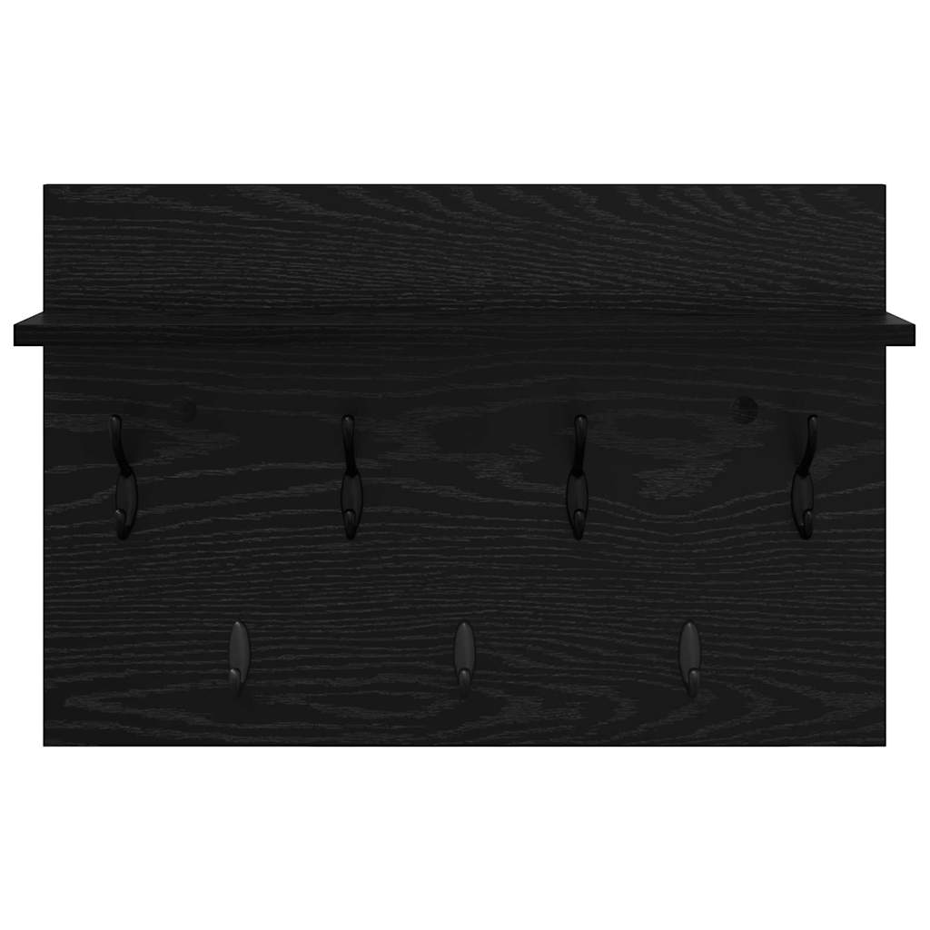 Porte-manteau mural avec étagère Chêne noir 60 x 40 x 12 cm