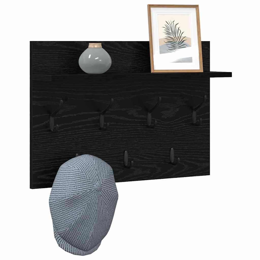 Porte-manteau mural avec étagère Chêne noir 60 x 40 x 12 cm