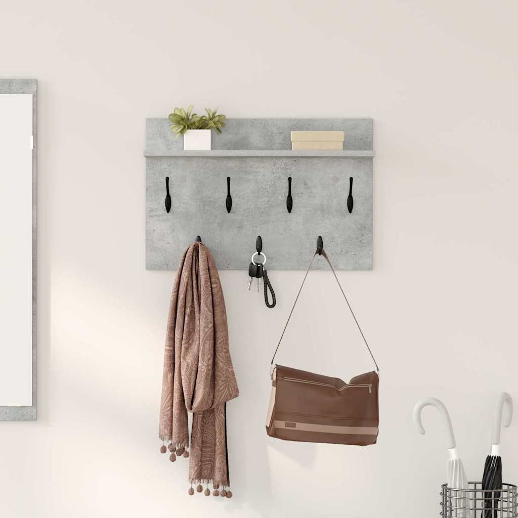Porte-manteau mural avec étagère Gris béton 60 x 40 x 12 cm - XIOS