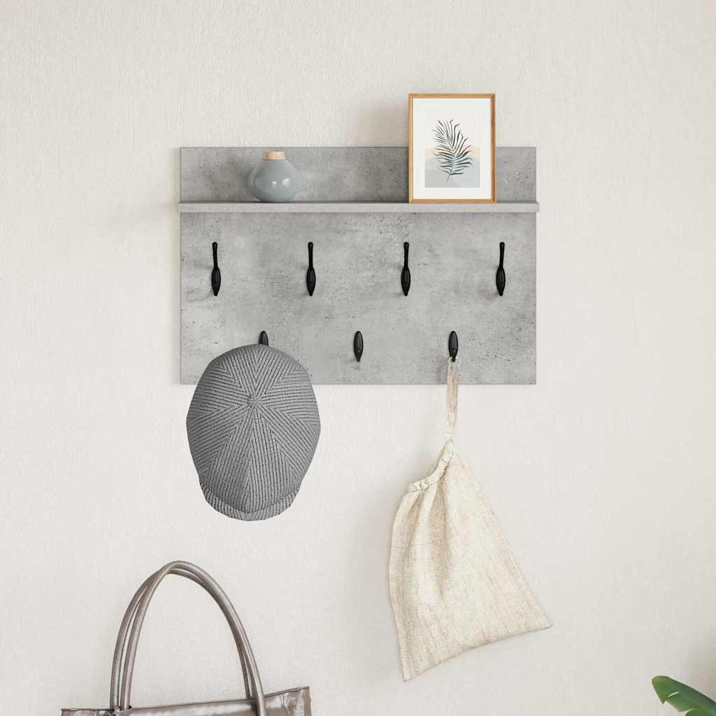 Porte-manteau mural avec étagère Gris béton 60 x 40 x 12 cm