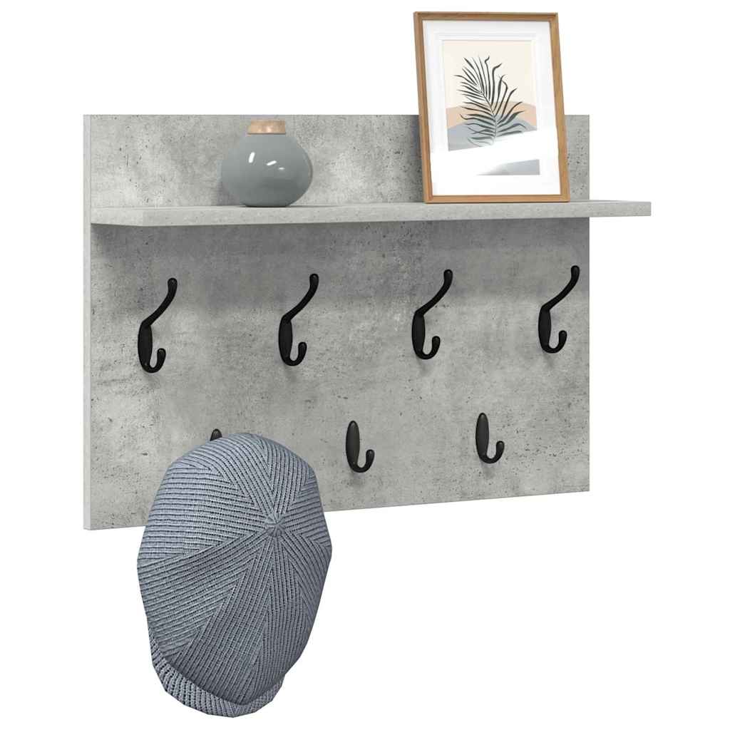 Porte-manteau mural avec étagère Gris béton 60 x 40 x 12 cm