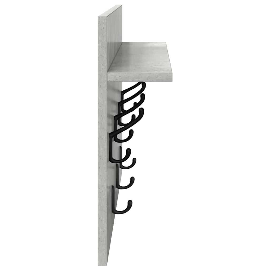 Porte-manteau mural avec étagère Gris béton 60 x 40 x 12 cm
