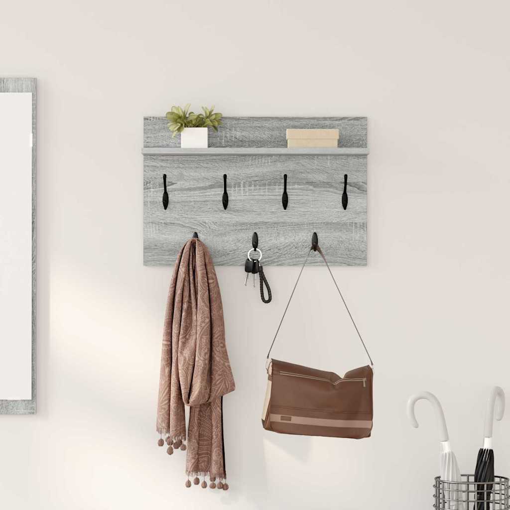 Porte-manteau mural avec étagère Sonoma gris 60 x 40 x 12 cm