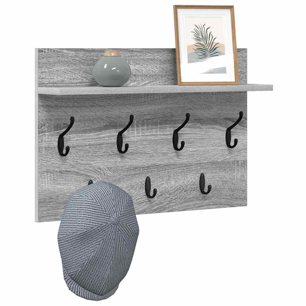 Porte-manteau mural avec étagère Sonoma gris 60 x 40 x 12 cm - XIOS