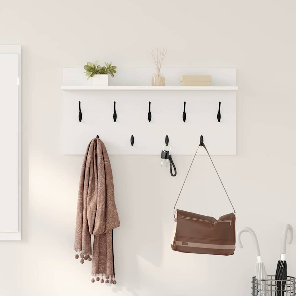 Porte-manteau mural Blanc 80 x 40 x 12 cm Bois d'ingénierie