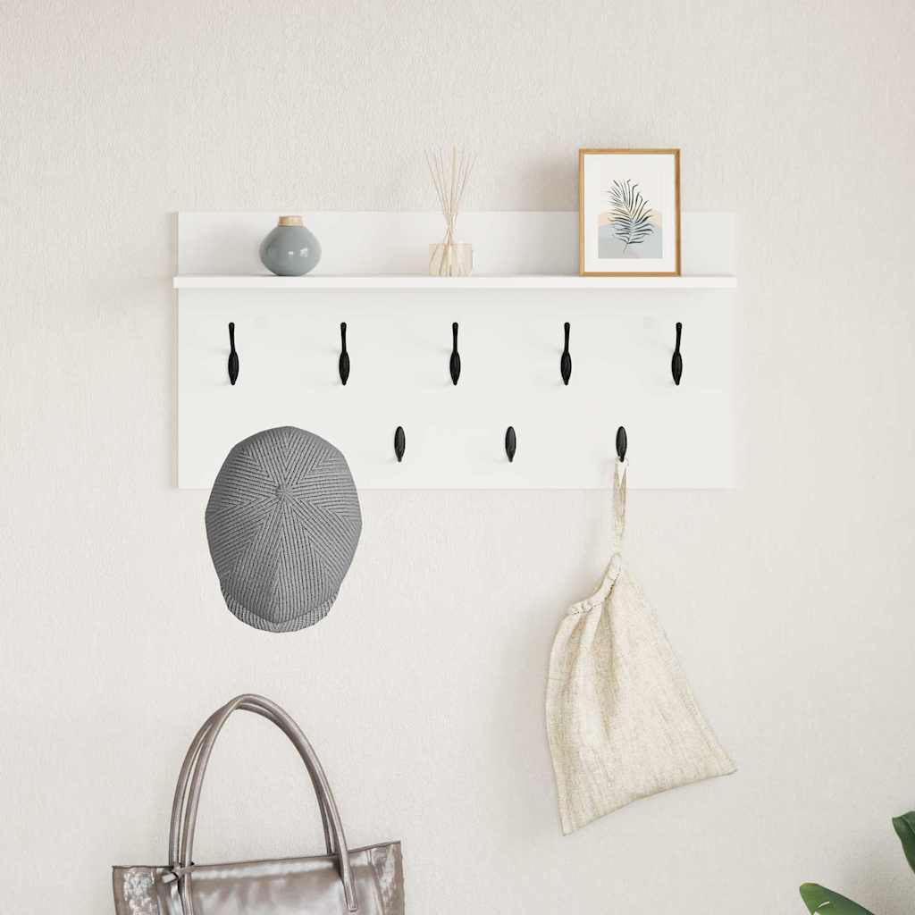Porte-manteau mural Blanc 80 x 40 x 12 cm Bois d'ingénierie