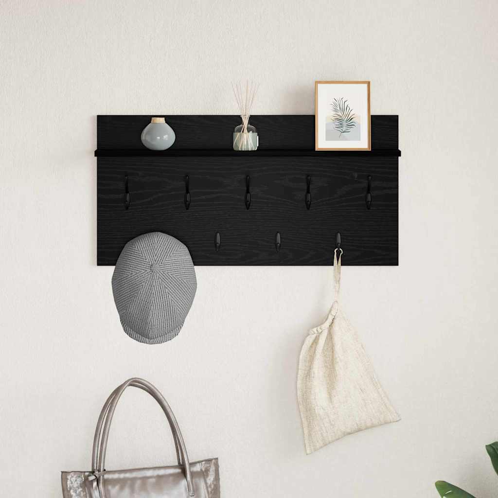 Porte-manteau mural avec étagère Chêne noir 80 x 40 x 12 cm
