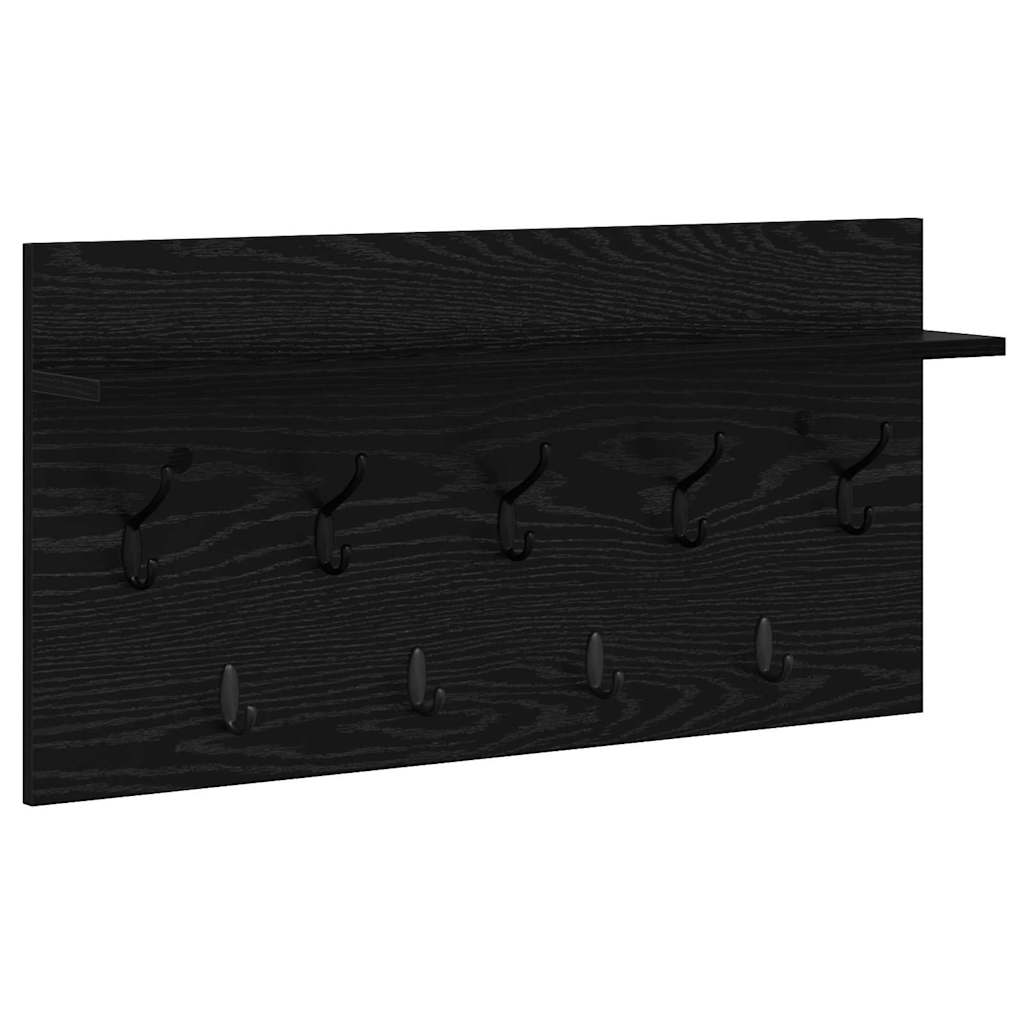 Porte-manteau mural avec étagère Chêne noir 80 x 40 x 12 cm