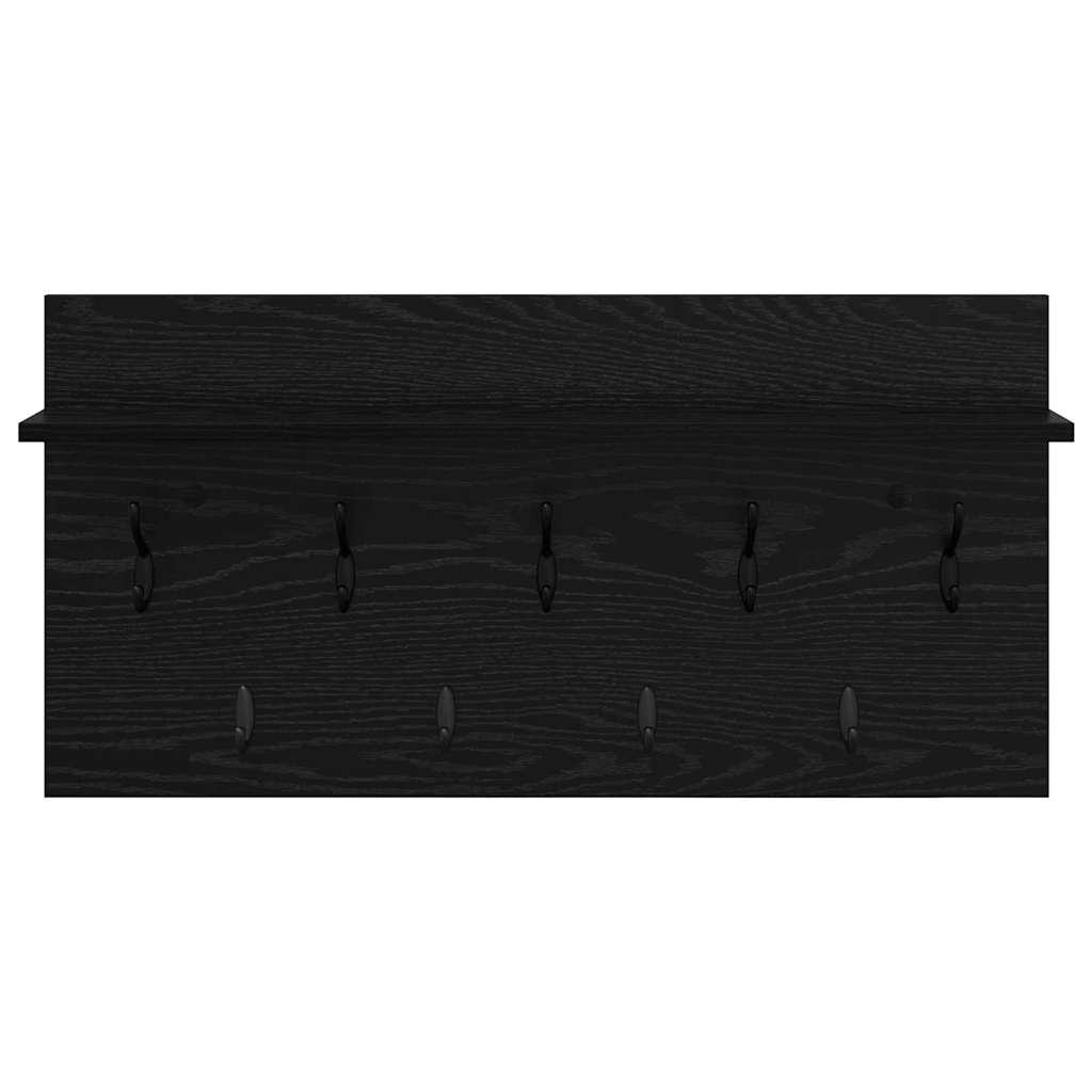 Porte-manteau mural avec étagère Chêne noir 80 x 40 x 12 cm