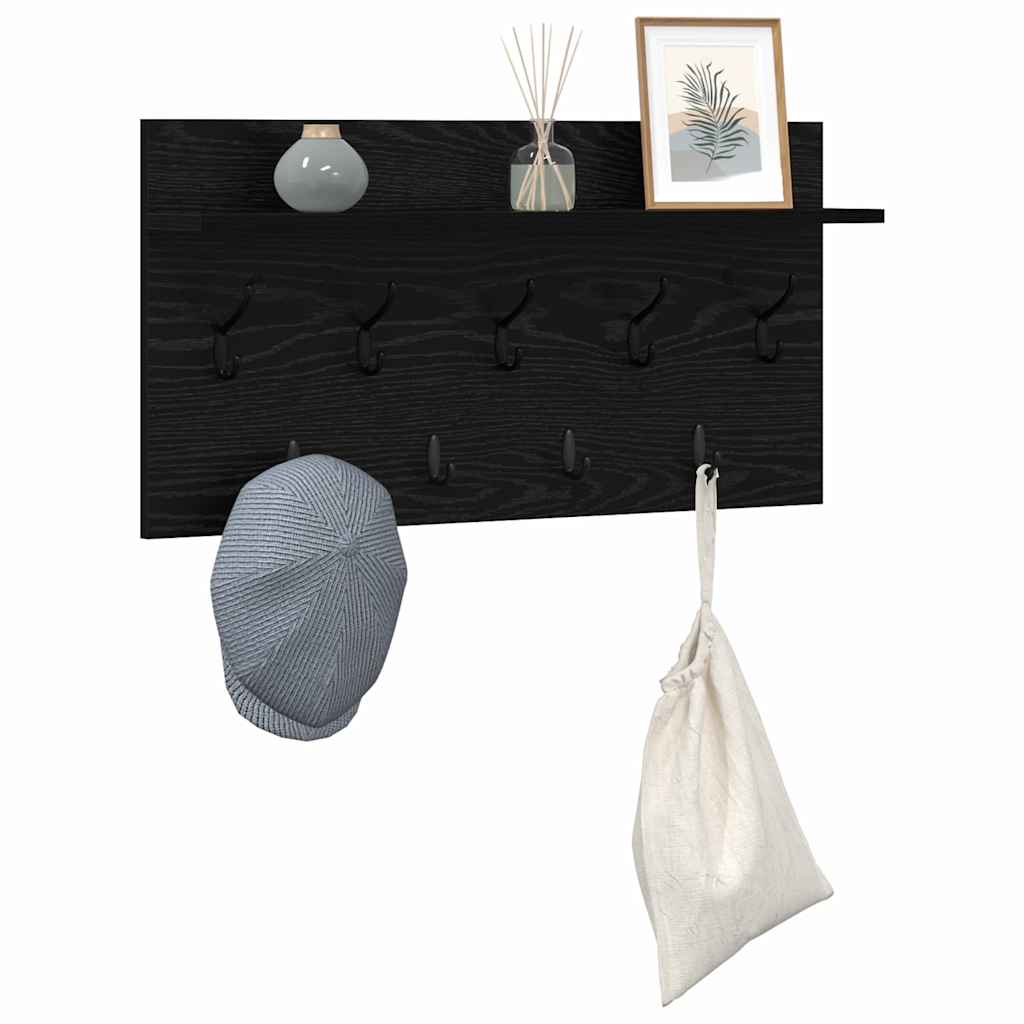 Porte-manteau mural avec étagère Chêne noir 80 x 40 x 12 cm