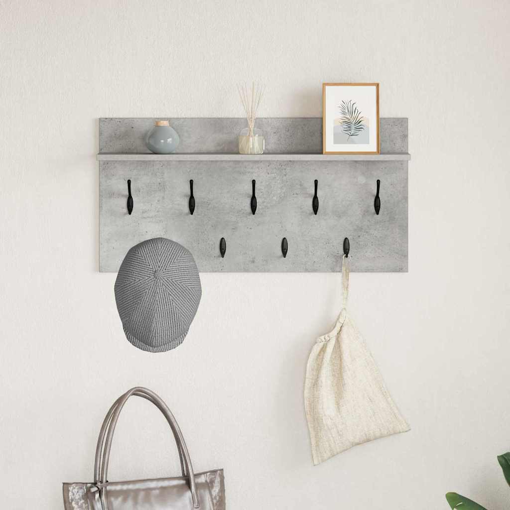 Porte-manteau mural avec étagère Gris béton 80 x 40 x 12 cm - XIOS