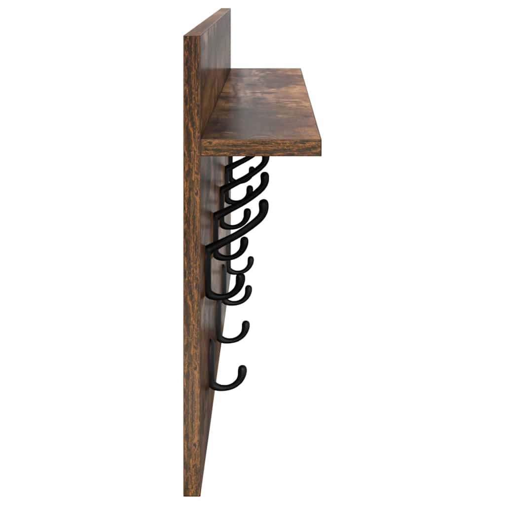 Porte-manteau mural avec étagère Chêne fumé 80 x 40 x 12 cm - XIOS