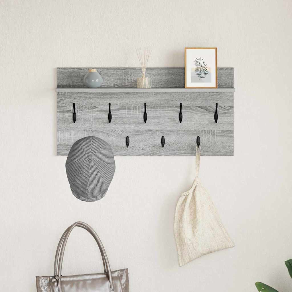 Porte-manteau mural avec étagère Sonoma gris 80 x 40 x 12 cm - XIOS