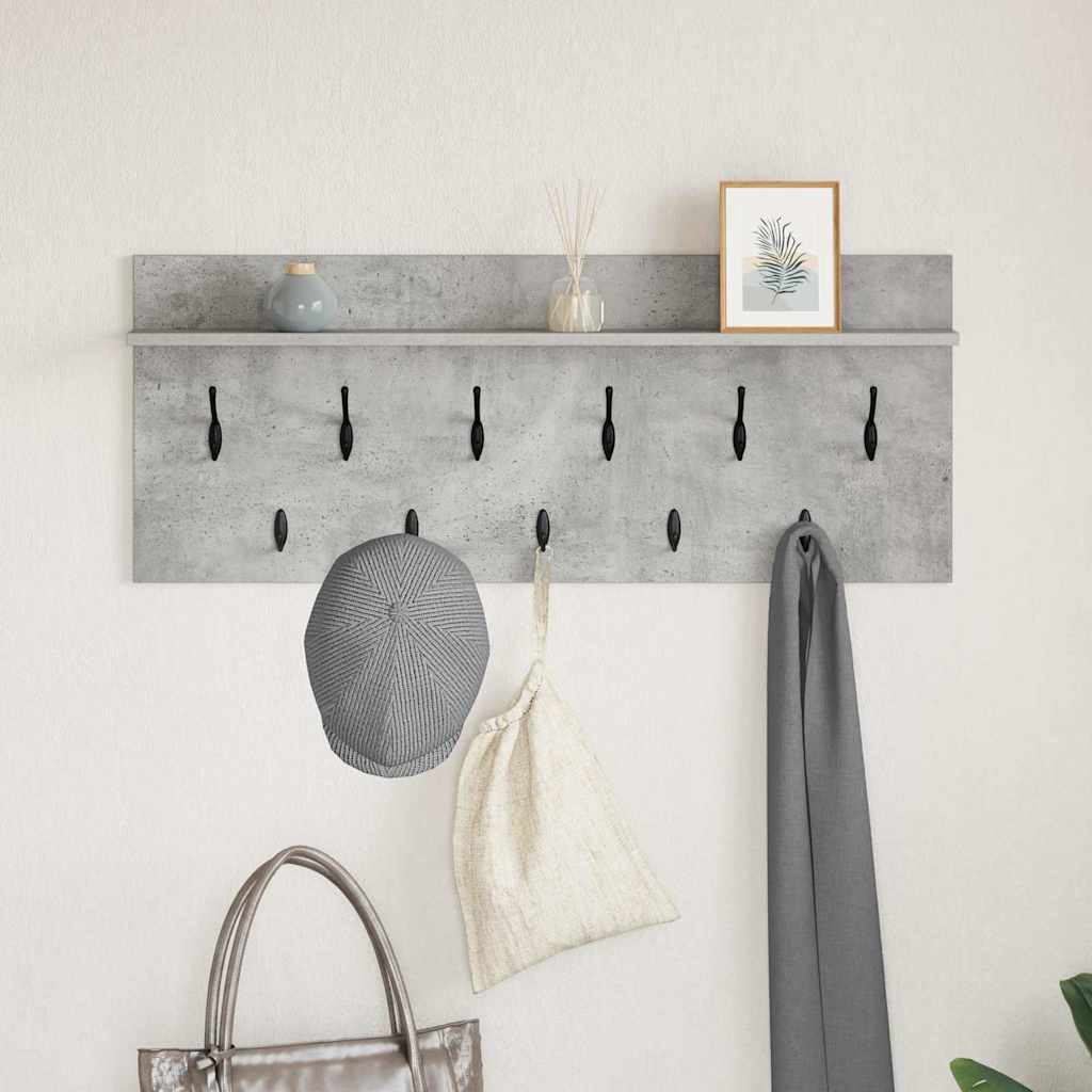 Porte-manteau mural avec étagère Gris béton Bois d'ingénierie - XIOS