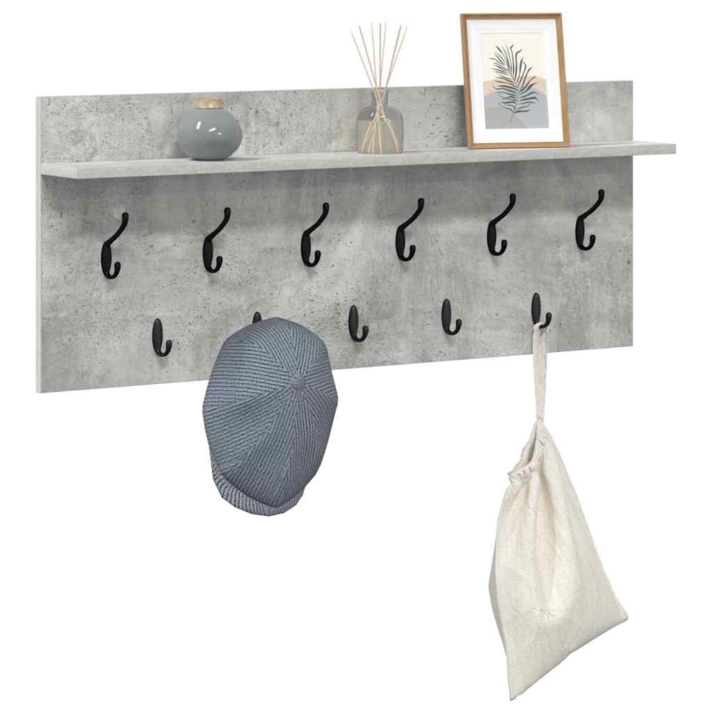Porte-manteau mural avec étagère Gris béton Bois d'ingénierie - XIOS