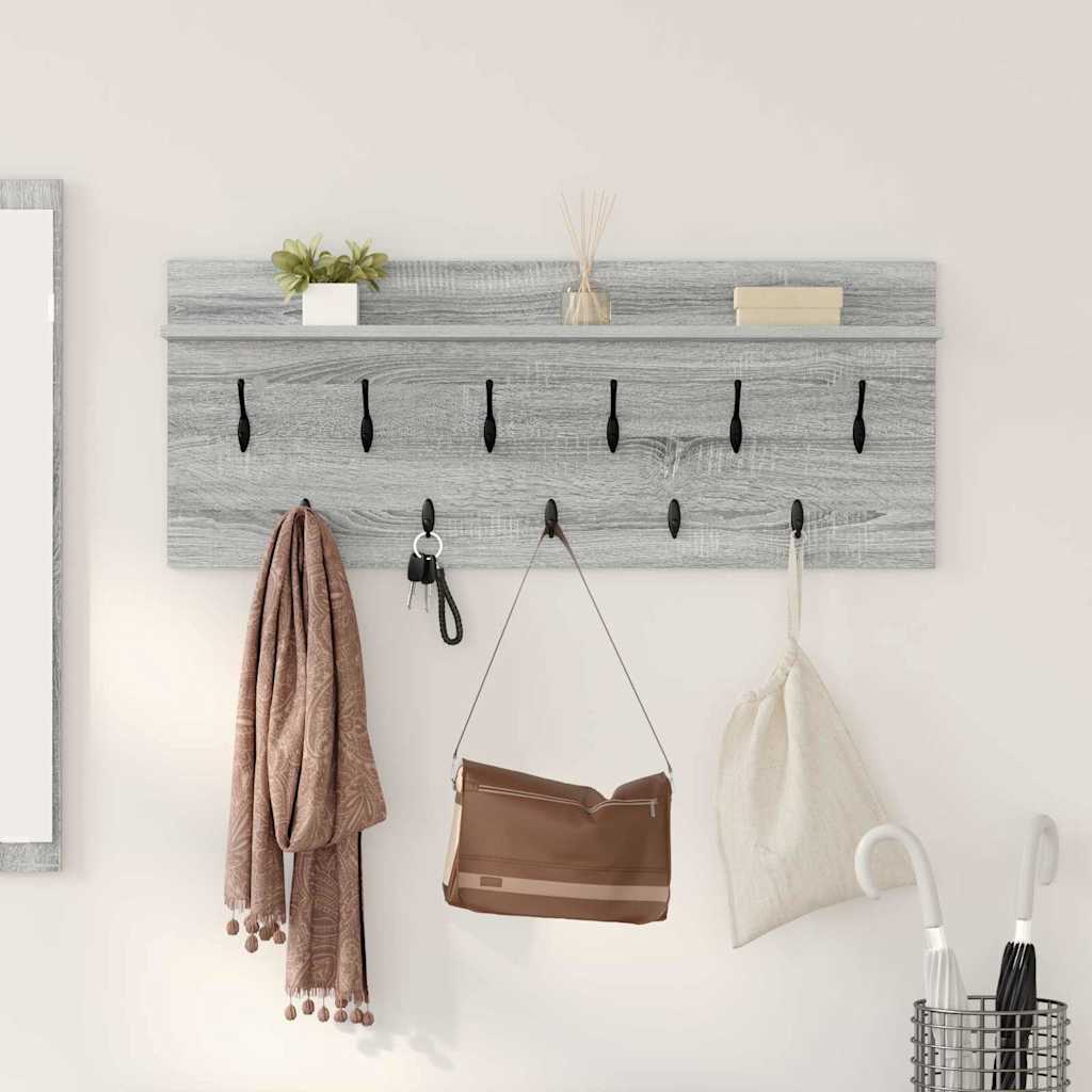 Porte-manteau mural avec étagère Sonoma gris Bois d'ingénierie