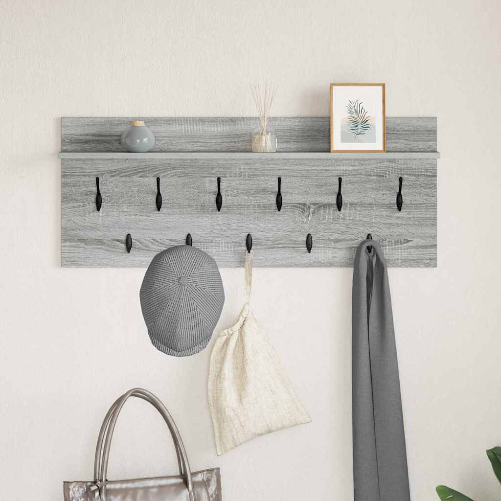Porte-manteau mural avec étagère Sonoma gris Bois d'ingénierie - XIOS