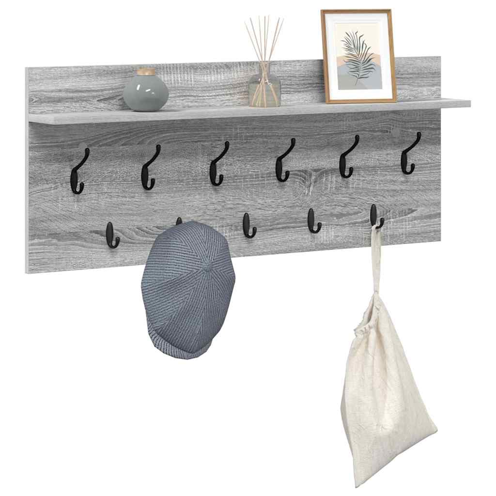 Porte-manteau mural avec étagère Sonoma gris Bois d'ingénierie - XIOS