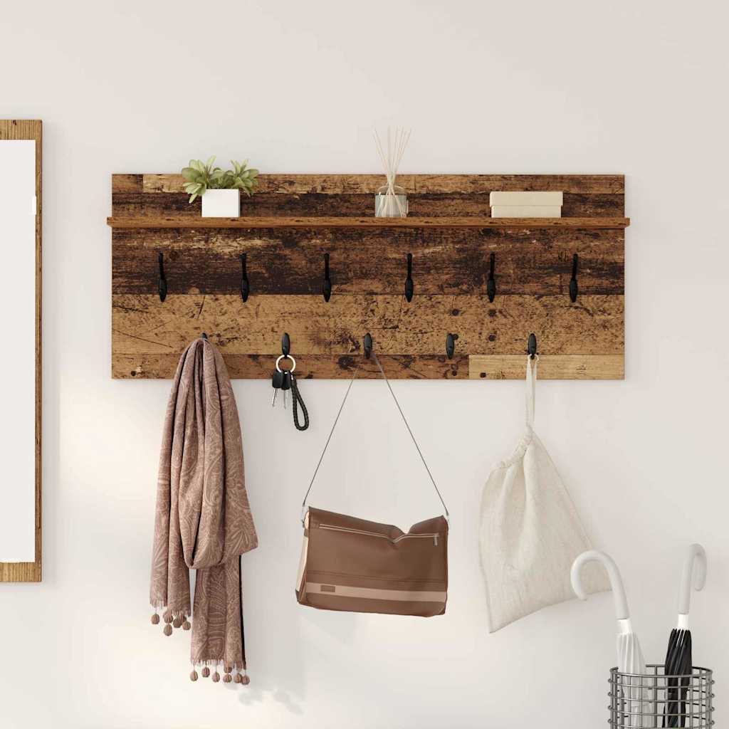 Porte-manteau mural avec étagère Bois ancien 100 x 40 x 12 cm - XIOS