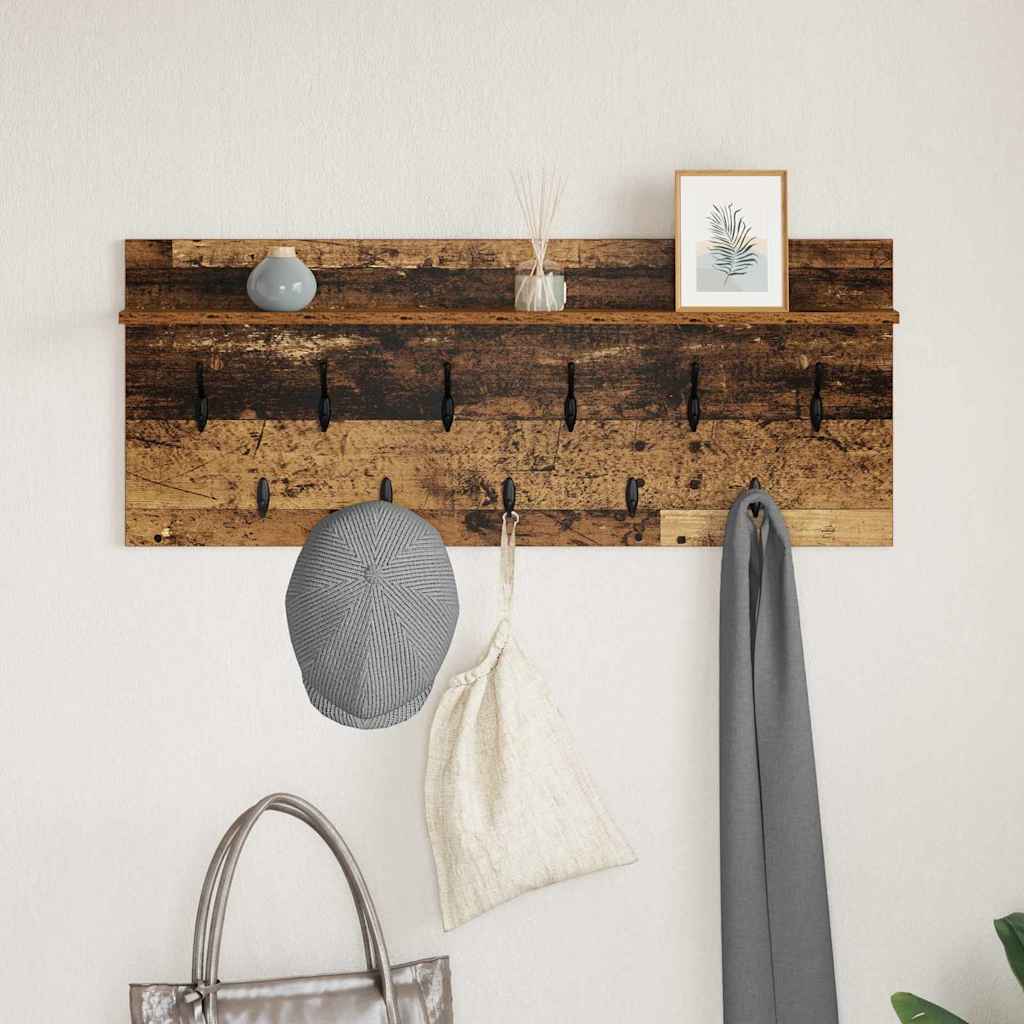 Porte-manteau mural avec étagère Bois ancien 100 x 40 x 12 cm - XIOS