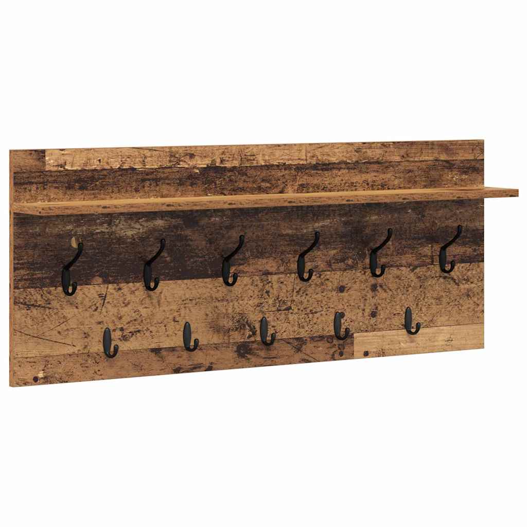 Porte-manteau mural avec étagère Bois ancien 100 x 40 x 12 cm - XIOS