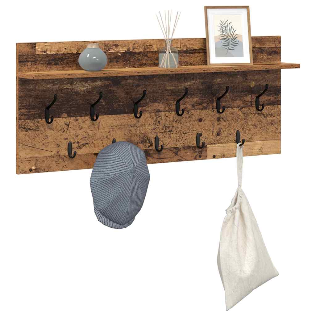 Porte-manteau mural avec étagère Bois ancien 100 x 40 x 12 cm - XIOS