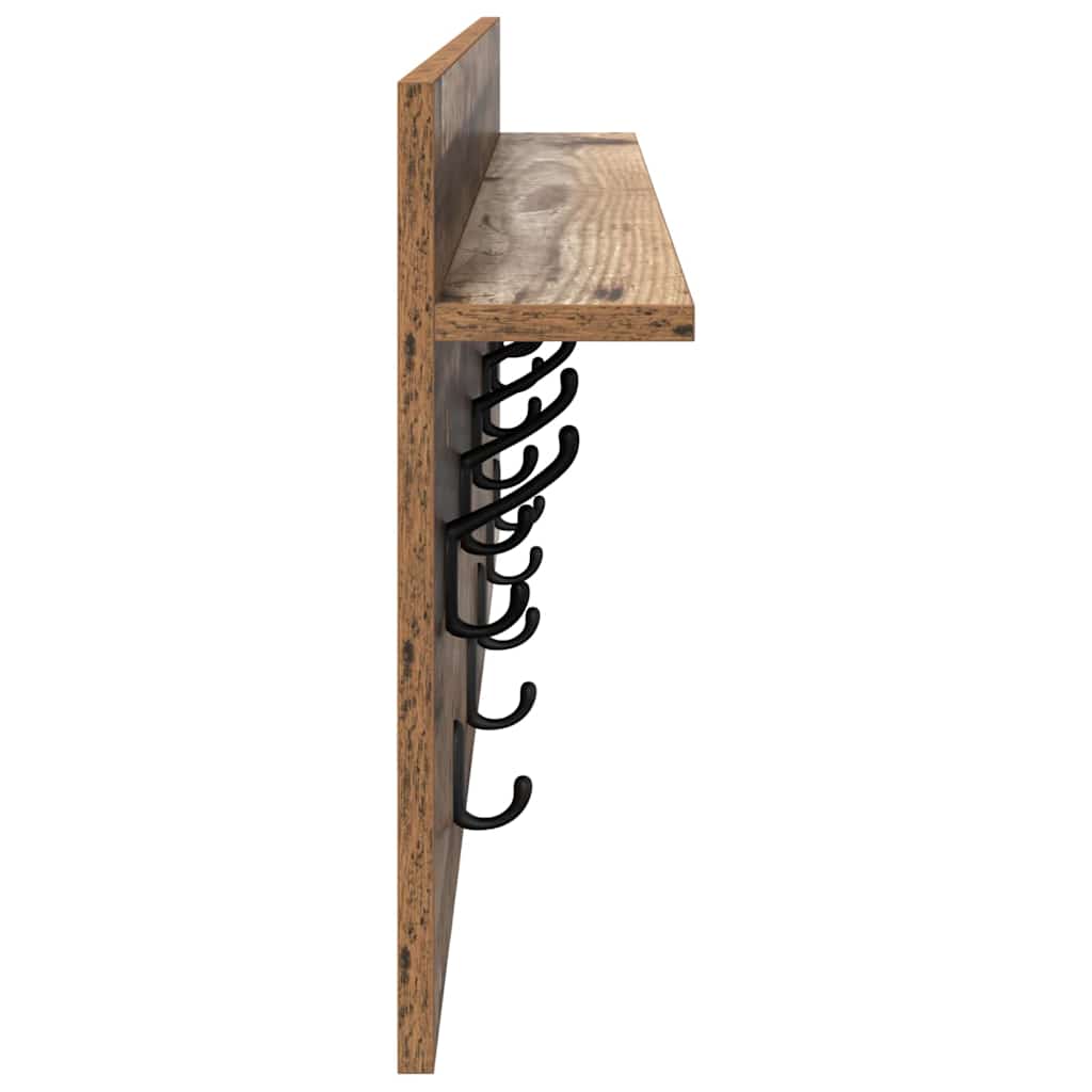 Porte-manteau mural avec étagère Bois ancien 100 x 40 x 12 cm - XIOS