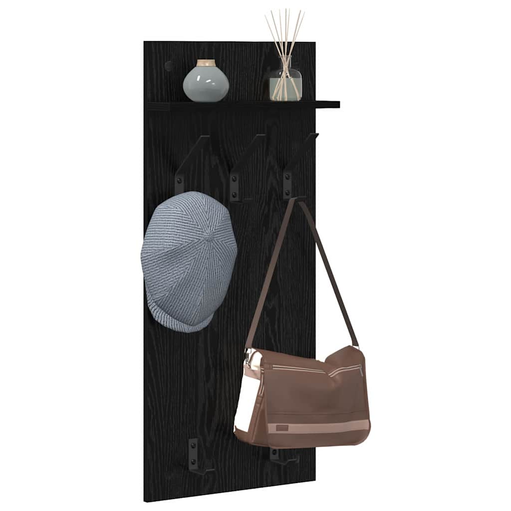 Porte-manteau mural avec étagère Chêne noir 90 x 40 x 10 cm - XIOS